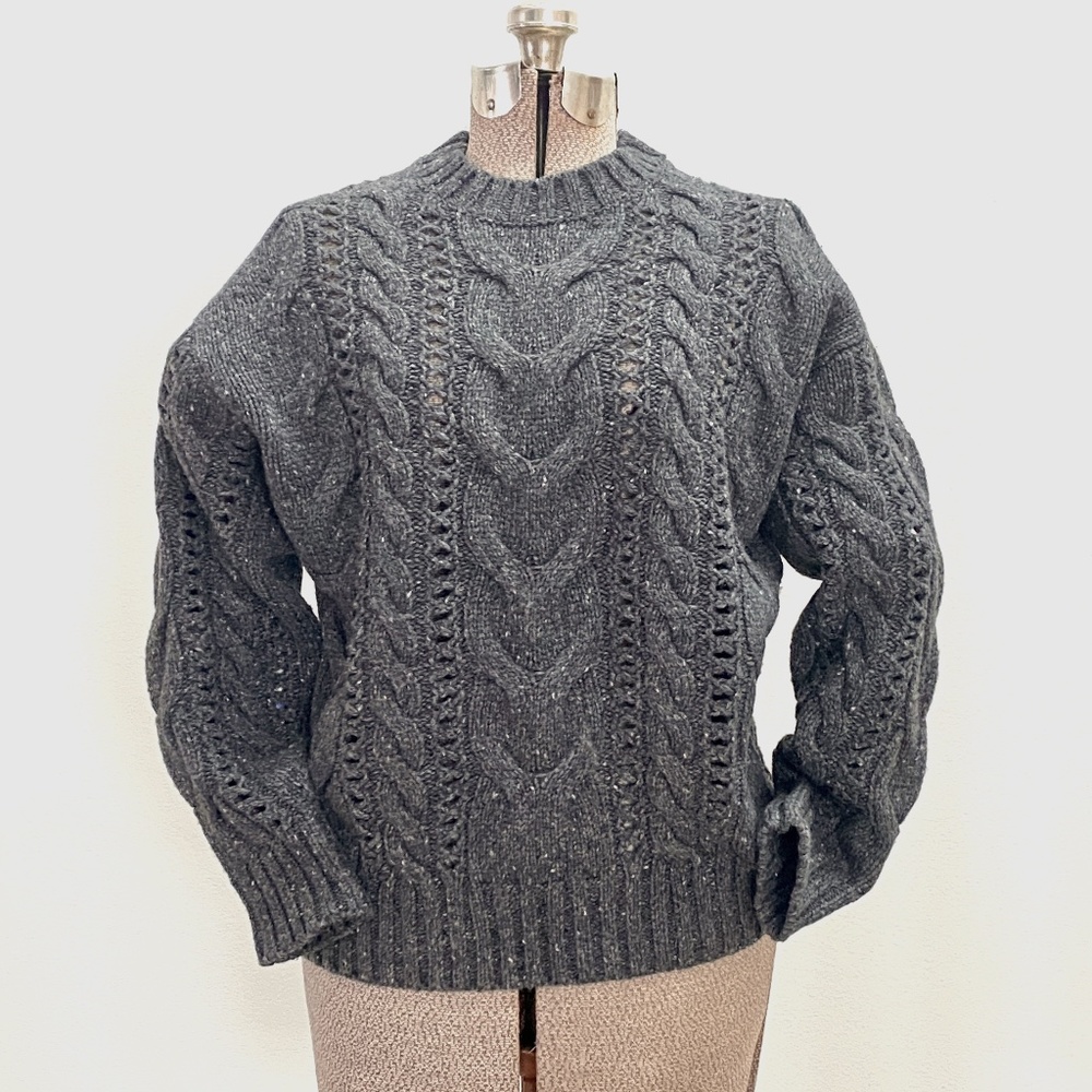 Aritzia Wilfred Bronco Cable Knit Wool Sweater XS Grey NWT - Picture 2 of 14